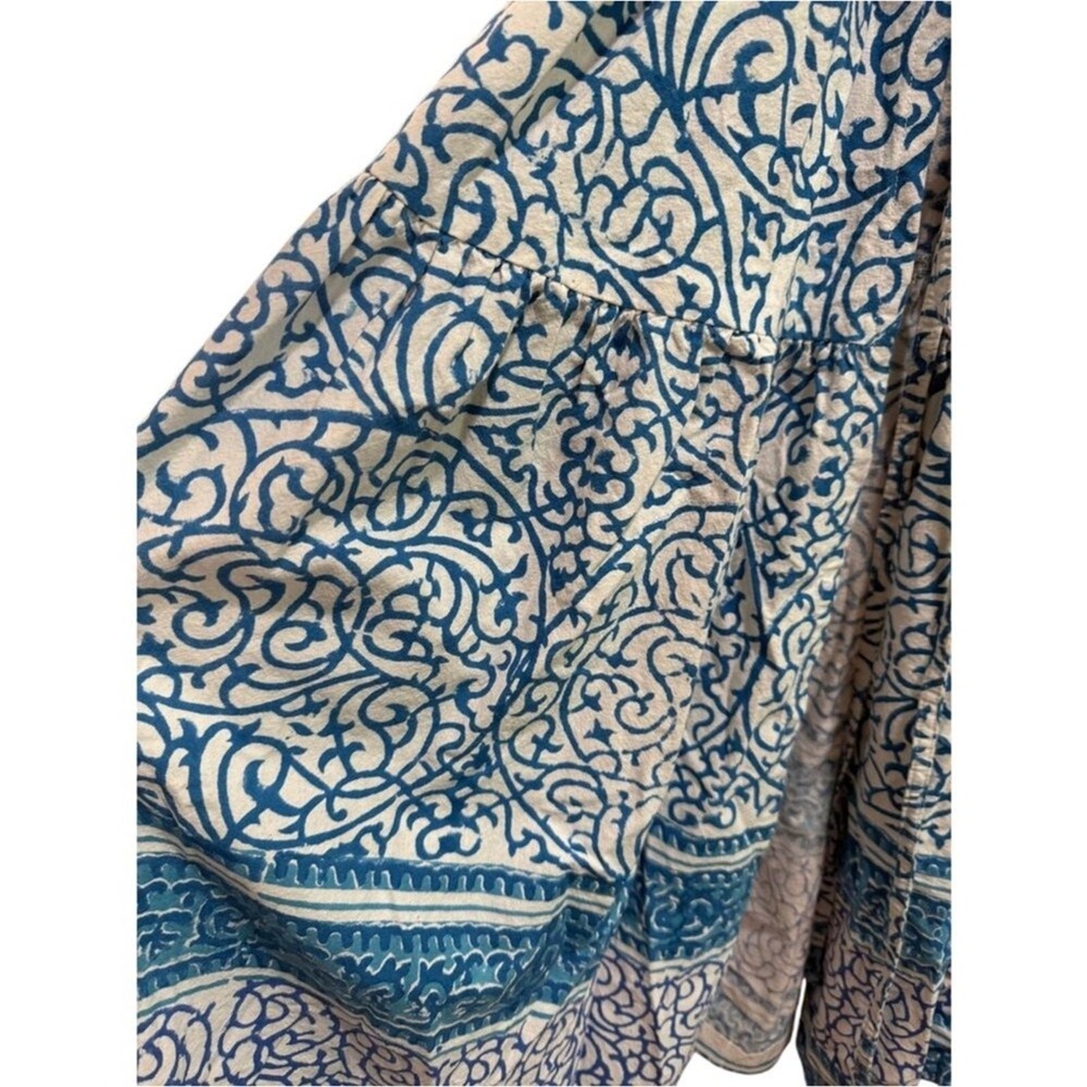John & Mickie blue and white Print Cotton Maxi Wrap Dress Size 2 - Picture 6 of 14